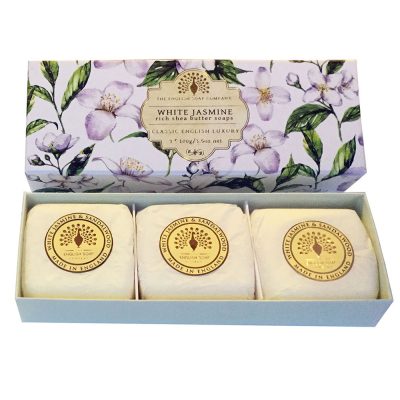 ENGLISH SOAP COMPANY, Луксозни растителни сапуни Бял Жасмин, 3х100 гр ENGLISH SOAP COMPANY, Луксозни растителни сапуни Бял Жасмин, 3х100 гр