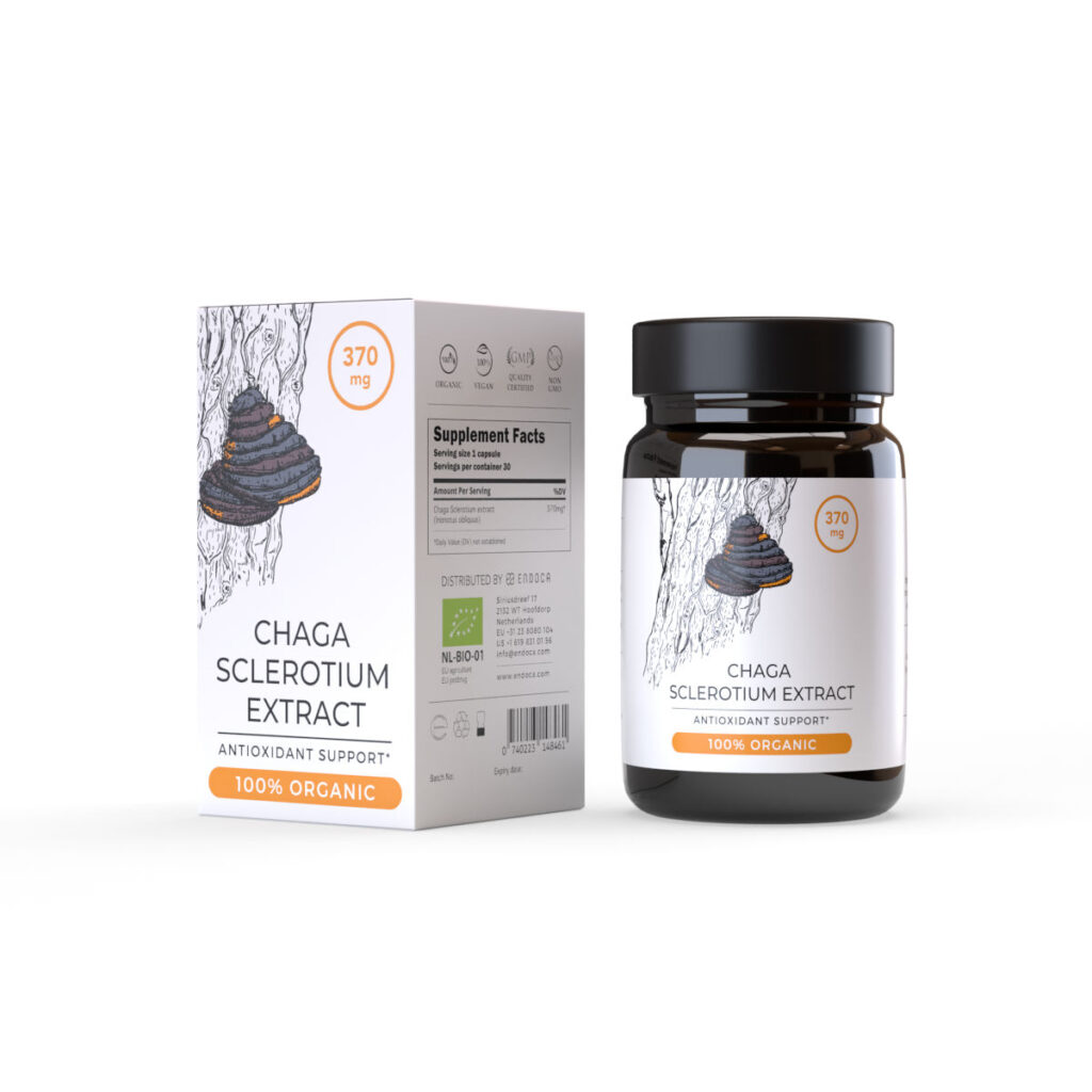Endoca, CHAGA Mushroom Extract – Гъба ЧАГА 370 мг х 30