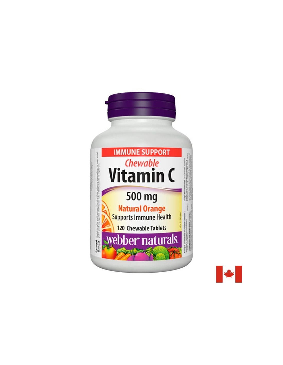 Витамин С 500 mg, 120 дъвчащи таблетки с вкус на портокал Webber Naturals Дъвчащи таблетки Витамин C с вкус на натурален портокал от Webber Naturals 500 mg, 120 дъвчащи таблетки