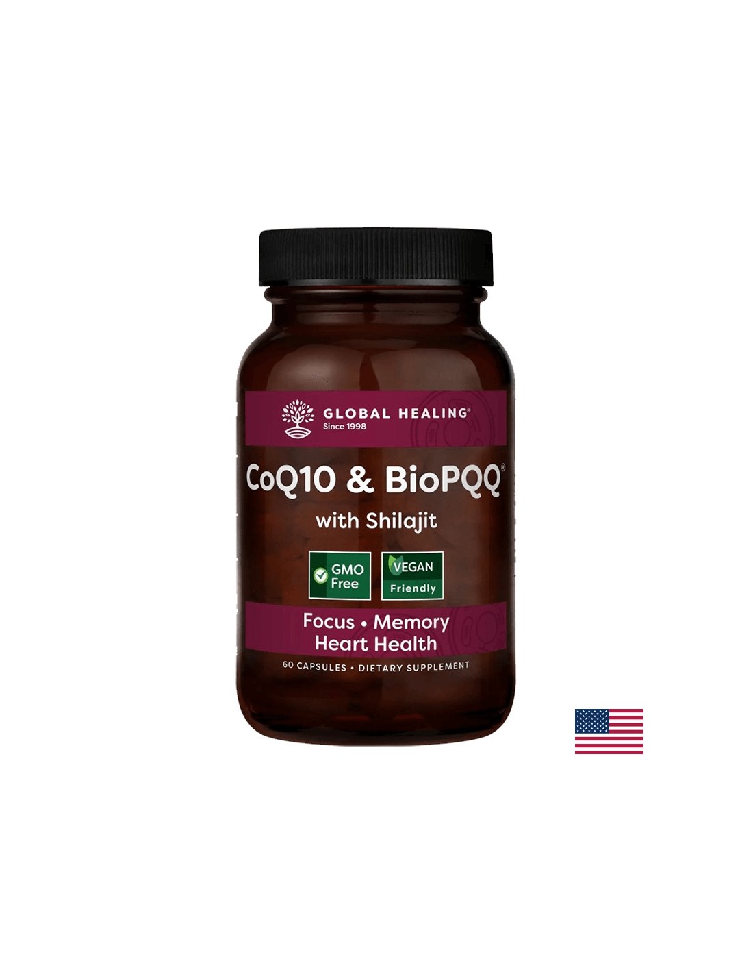 Global Healing, Kоензим Q10, Био Пиролинквинон + Шилажит, 60 капсули Global Healing, Kоензим Q10, Био Пиролинквинон + Шилажит, 60 капсули
