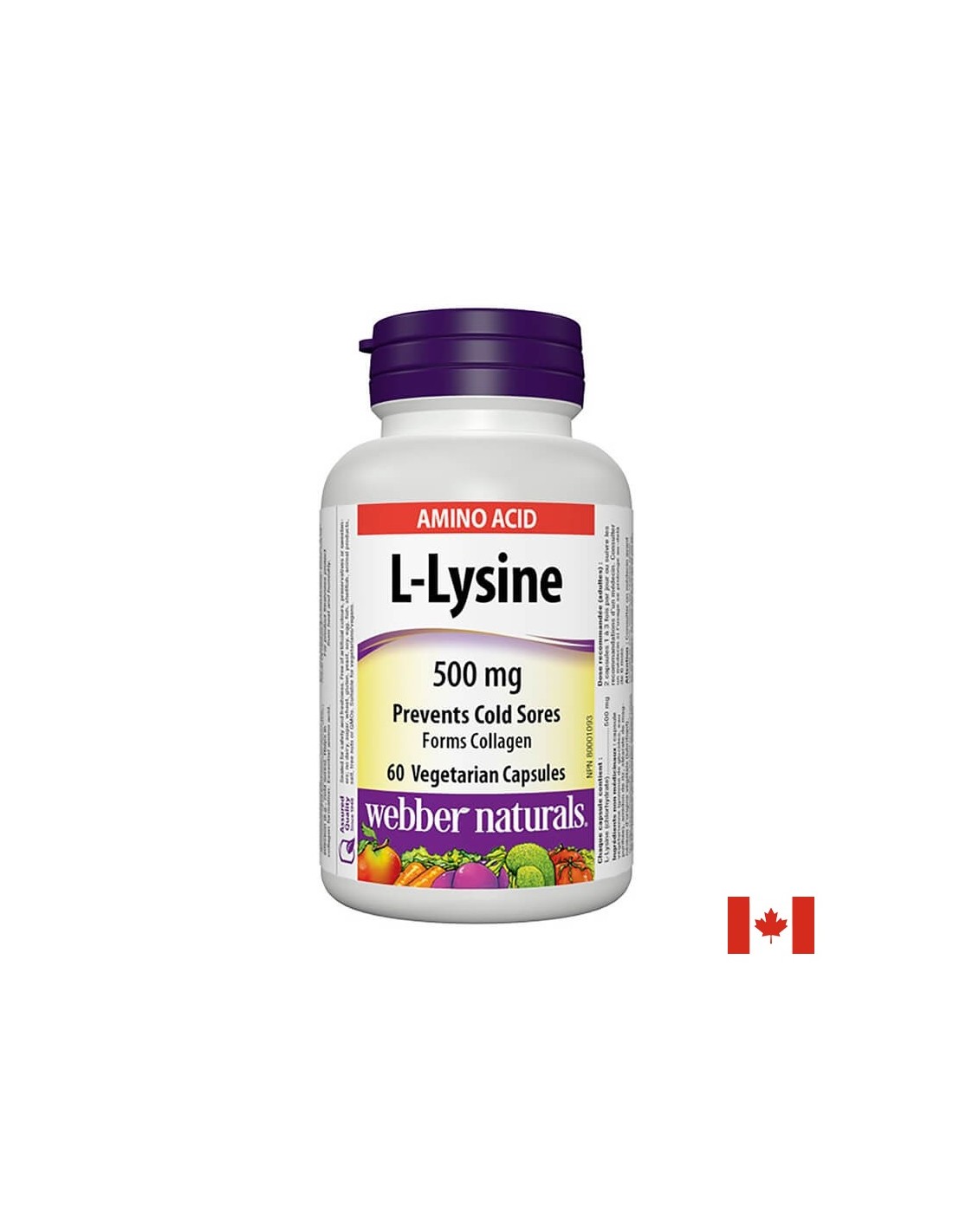 L-Lysine 500 mg - Л-лизин х 60 капсули, Webber Naturals Аминокиселина Л-Лизин 500 mg от Webber Naturals