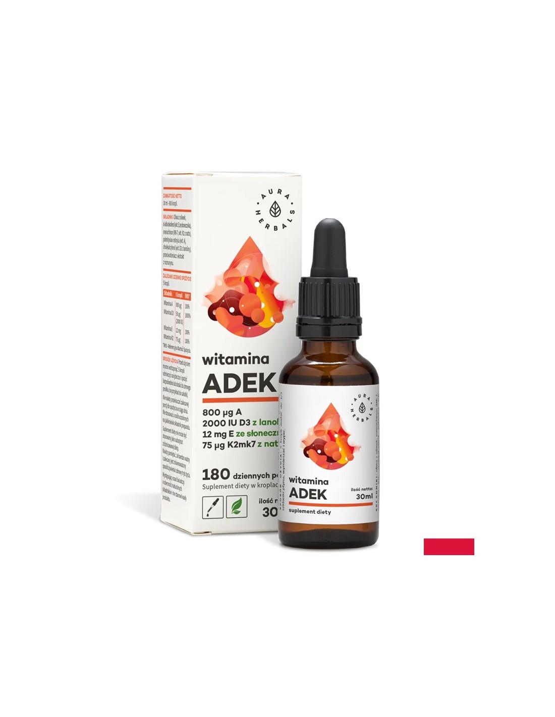 Подпомага костите, зъбите и имунитета - Витамин А, К2, D3, E - 30 ml капки Aura Herbals
