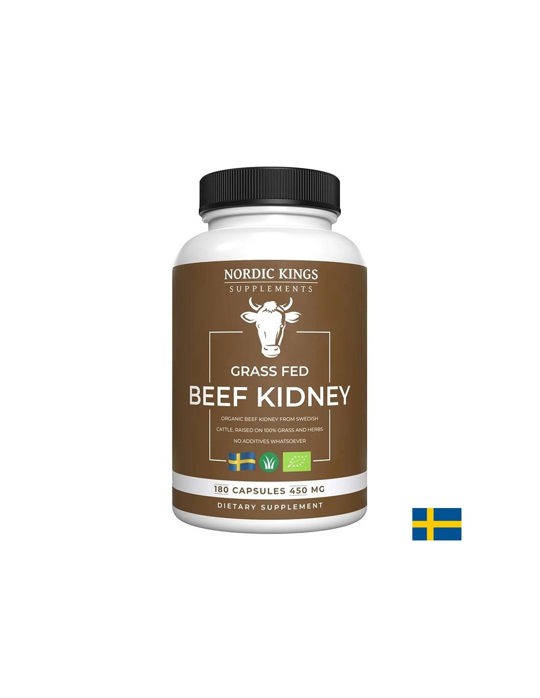 Телешки бъбреци от хранени с трева животни (Био), 180 капсули Nordic Kings