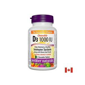 Webber Naturals, Витамин D3 1000 IU, 180 дъвчащи таблетки