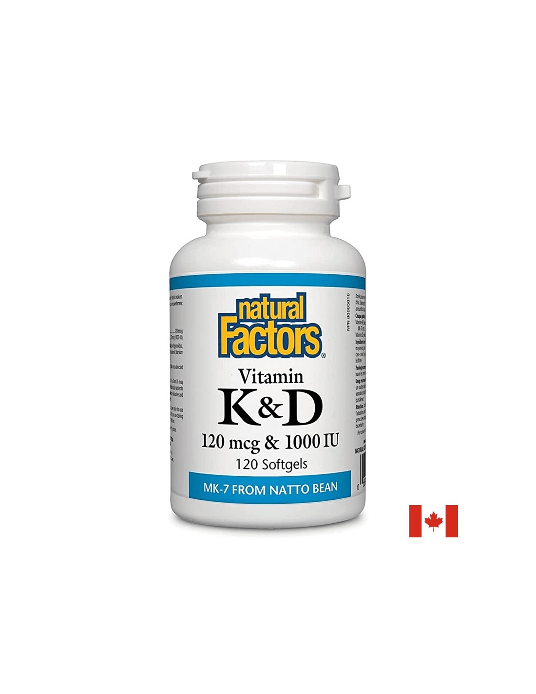 Витамин К2 120 mcg и D3 1000 IU 120 софтгел капсули Natural Factors Витамин К2 120 mcg и D3 1000 IU 120 софтгел капсули Natural Factors
