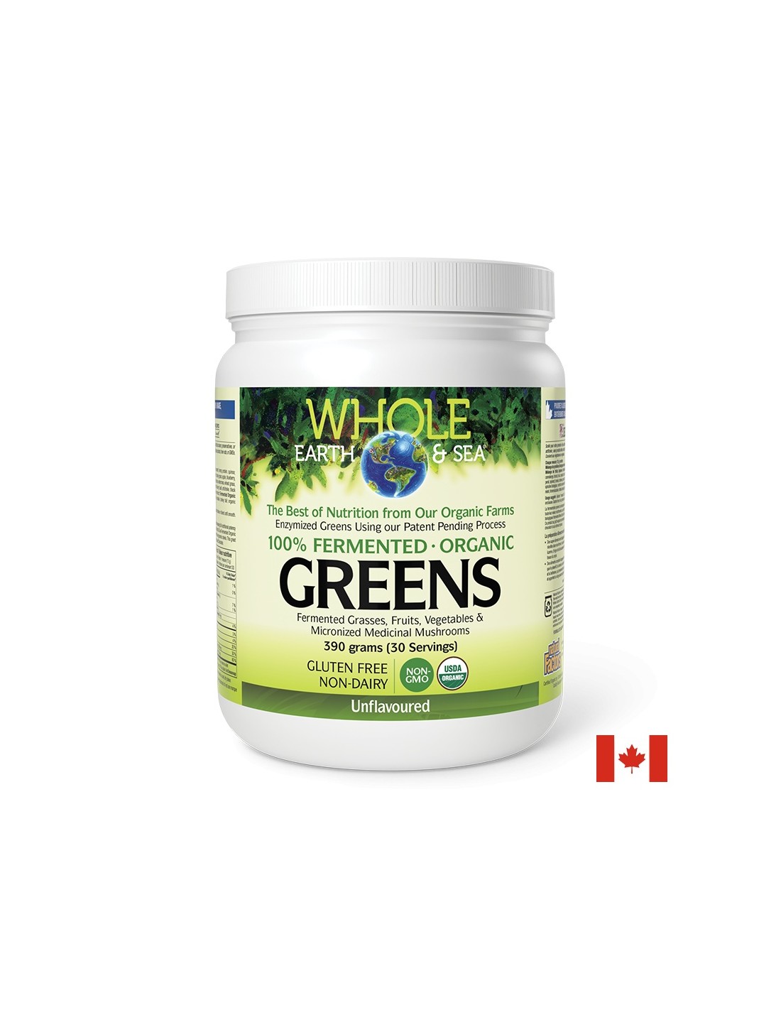 Whole Earth & Sea - 100% ферментирали органик растителни храни, неовкусен х 390 g пудра Natural Factors