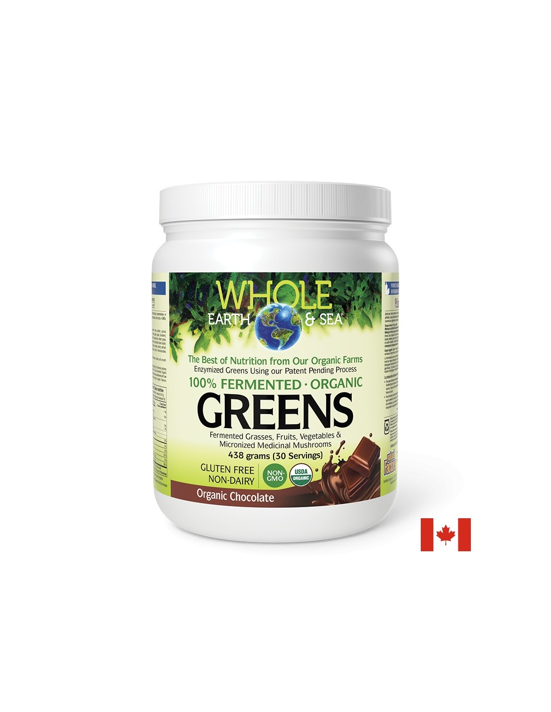 Whole Earth & Sea - 100% ферментирали органик растителни храни, с вкус на шоколад х 438 g пудра Natural Factors
