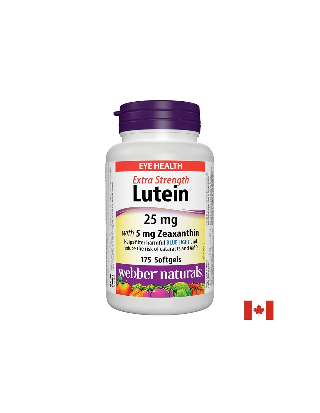 Лутеин 25 mg + Зеаксантн 5 mg, 175 софтгел капсули Лутеин със зеаксантин Webber Naturals капсули за очи